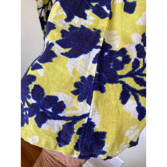 Tyler Boe Women's Blue/Yellow Floral Linen Shift Dress Sz S - Picture 3 of 9